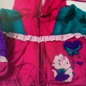Kids Pink and Green Jacket with Cat Design